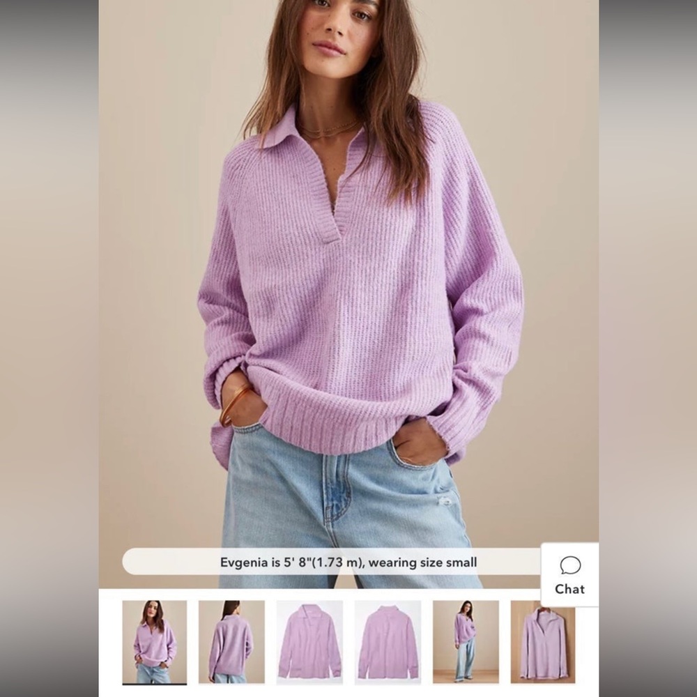 NWT Whoa so soft American eagle collared sweater purple